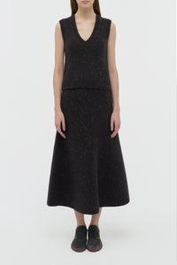 Eden Knit Maxi Skirt in Charcoal Multi Aran Cashmere