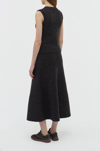 Eden Knit Maxi Skirt in Charcoal Multi Aran Cashmere