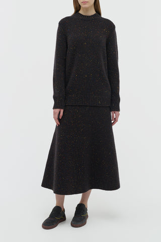 Alfie Knit Sweater in Charcoal Multi Speckled Aran Cashmere