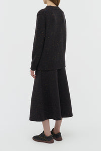 Alfie Knit Sweater in Charcoal Multi Speckled Aran Cashmere