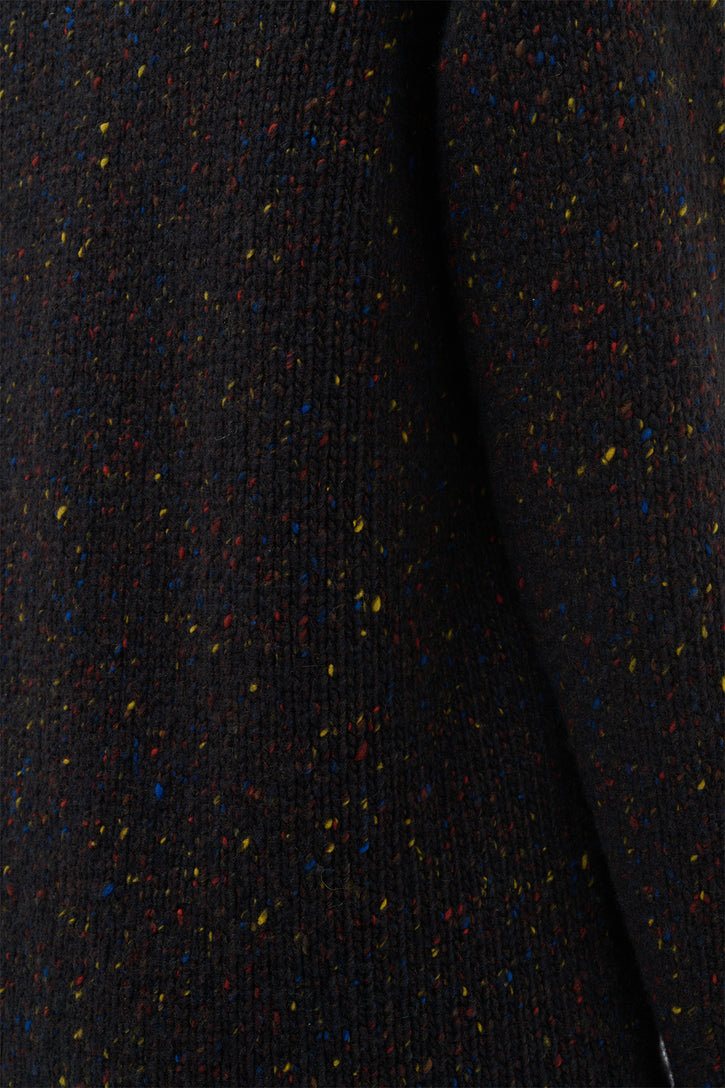 Alfie Knit Sweater in Charcoal Multi Speckled Aran Cashmere