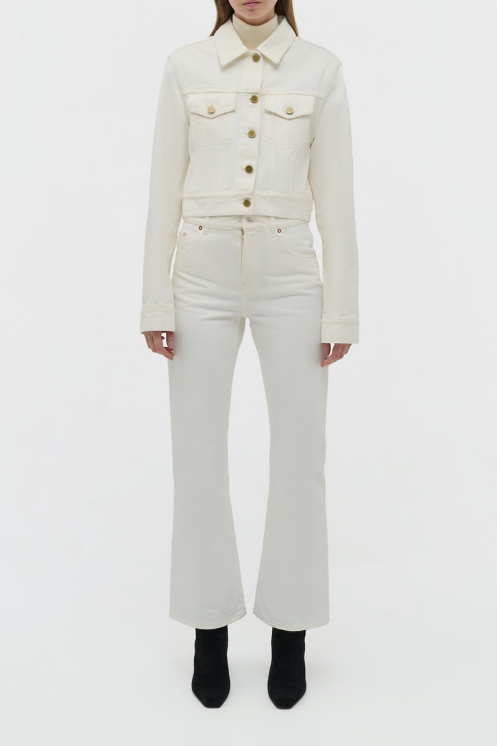 Ezra Bootcut Cropped Jean in White Recycled Cotton Denim