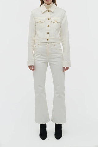 White Bronte Denim Jacket - Front View Complete Look | Gabriela Hearst