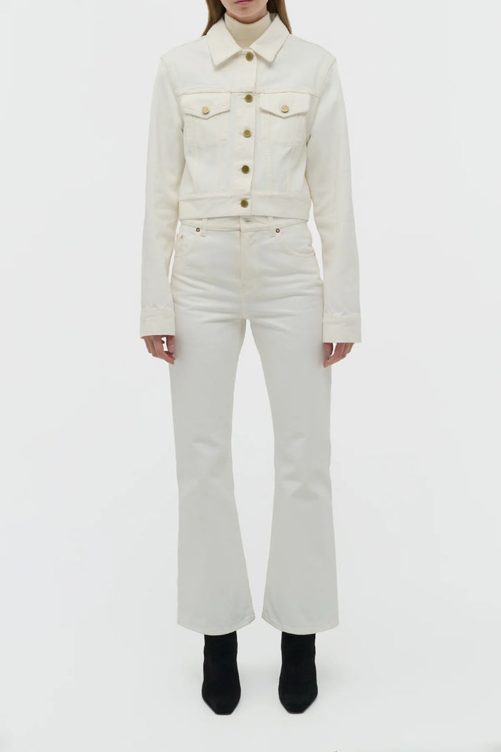 Ezra Bootcut Cropped Jean in White Recycled Cotton Denim