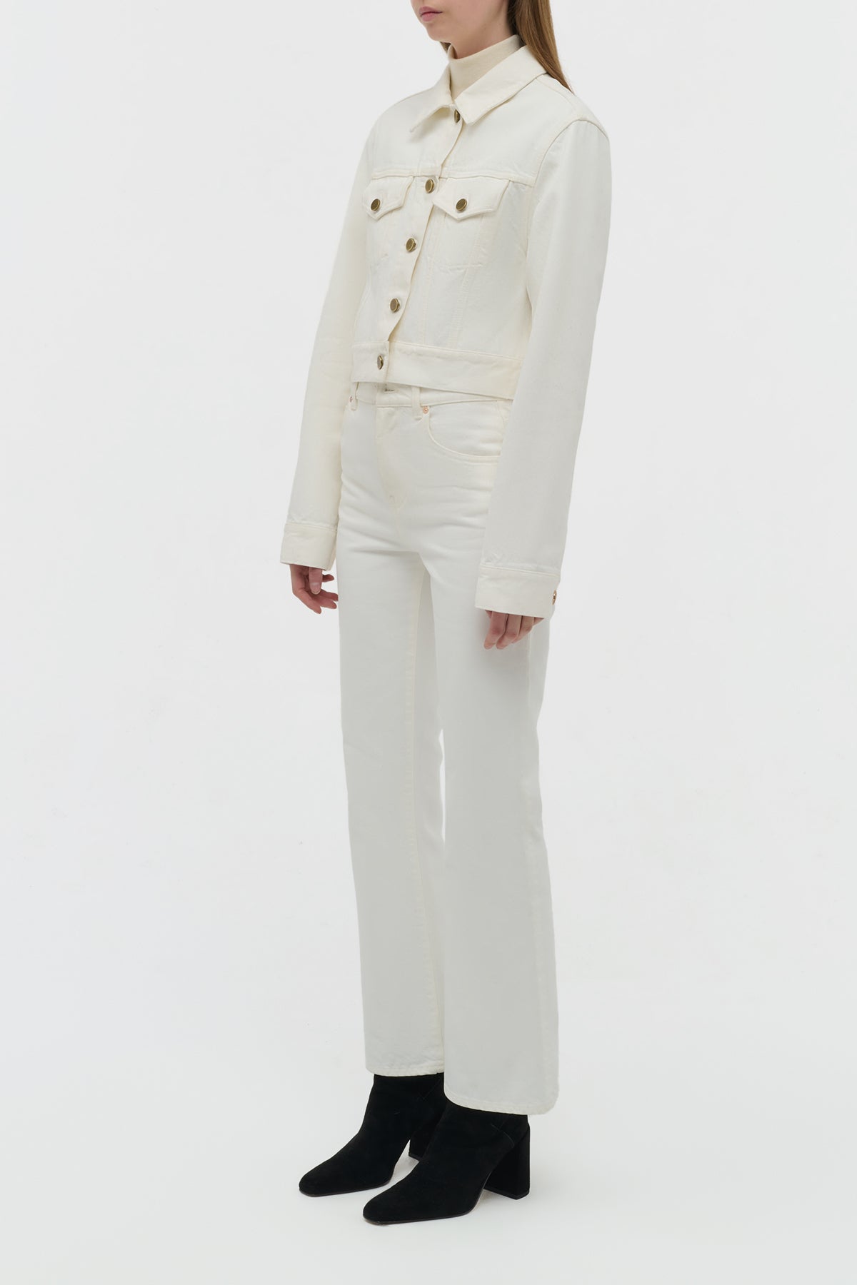 Bronte Jacket in White Recycled Cotton Denim