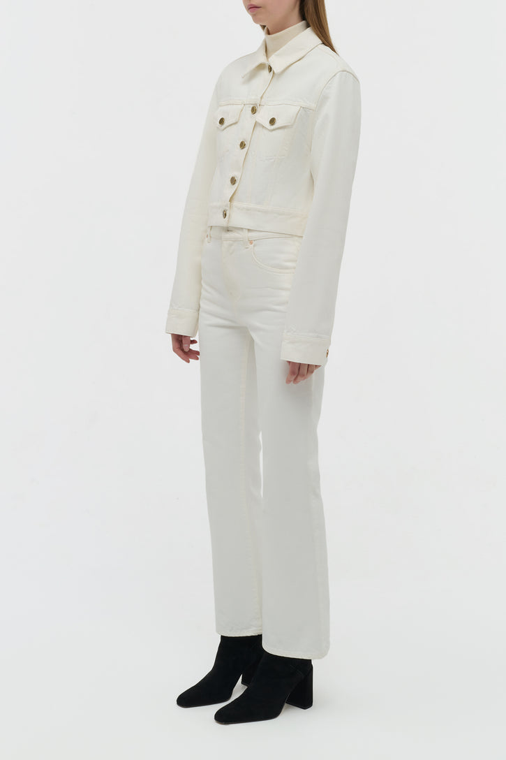 Bronte Jacket in White Recycled Cotton Denim