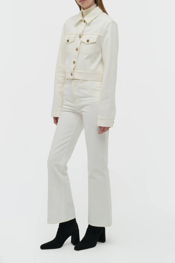 Ezra Bootcut Cropped Jean in White Recycled Cotton Denim