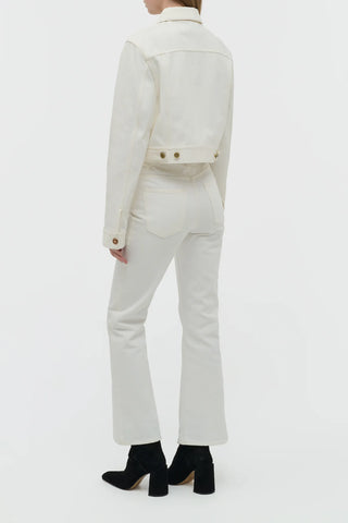 White Recycled Cotton Ezra Jeans - Back View On Model | Gabriela Hearst