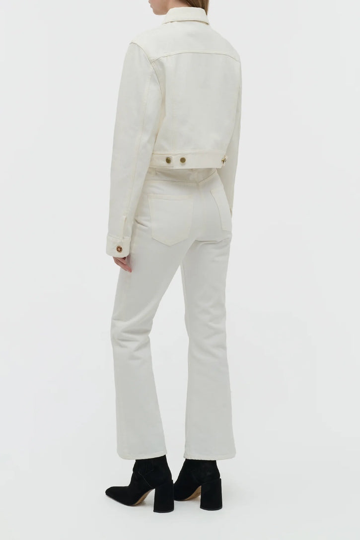 Ezra Bootcut Cropped Jean in White Recycled Cotton Denim