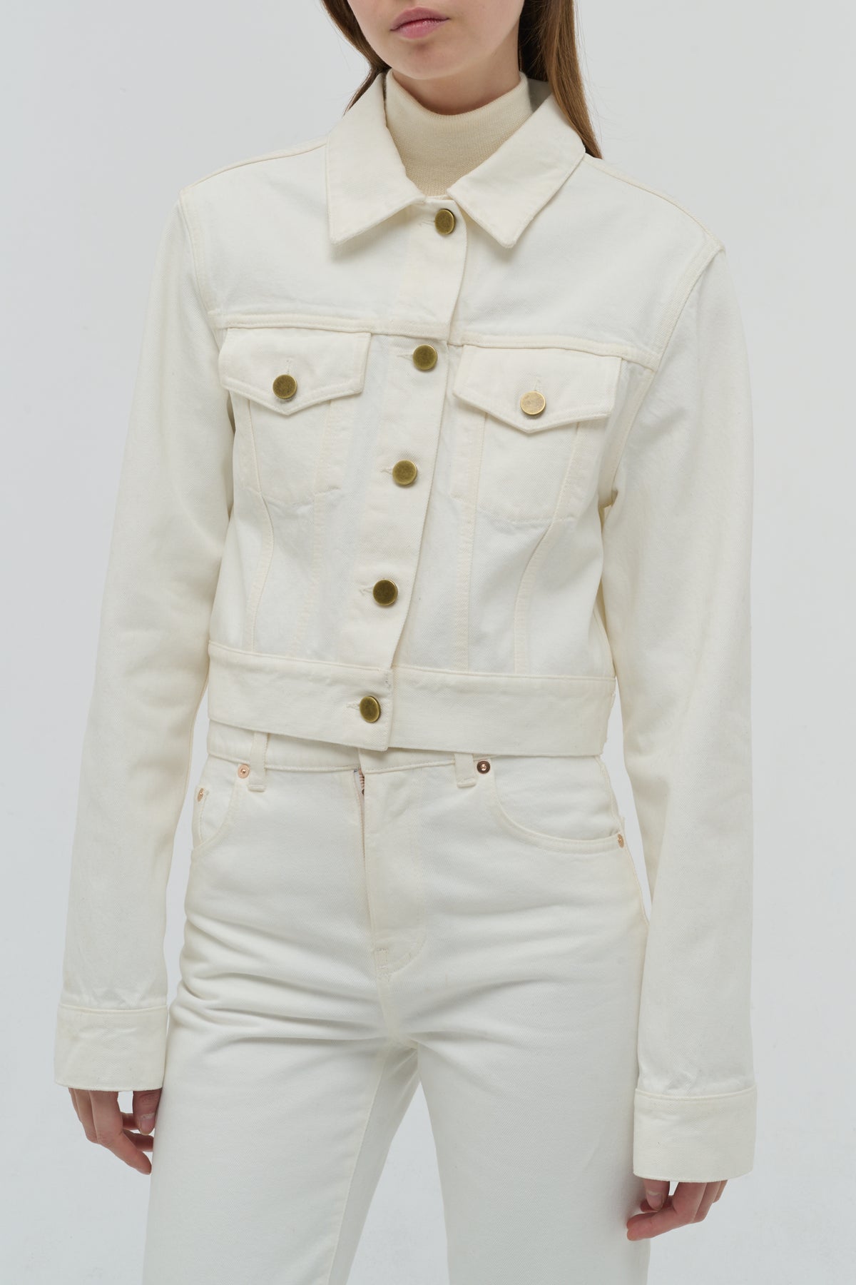 Bronte Jacket in White Recycled Cotton Denim