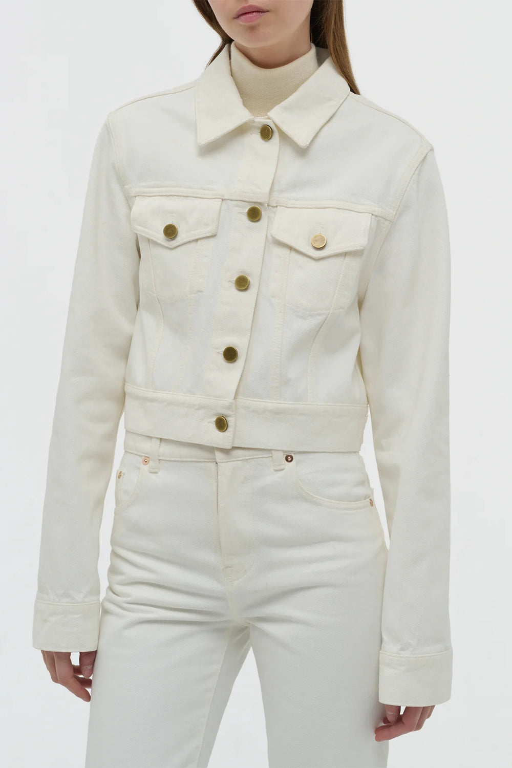 Bronte Jacket in White Recycled Cotton Denim