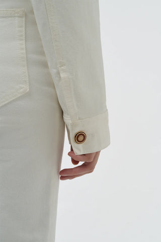 White Recycled Cotton Bronte Jacket - Sleeve Button Detail | Gabriela Hearst