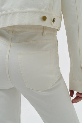 White Recycled Cotton Denim - Pocket Detail Close Up | Gabriela Hearst