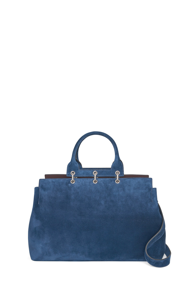 Large Amethyst Bag in Navy Suede