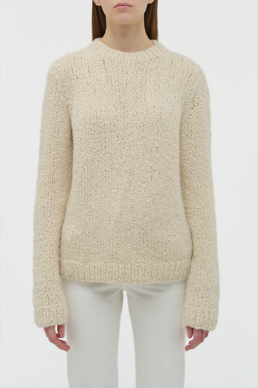 Typhon Knit Sweater in Ivory Cashmere Boucle