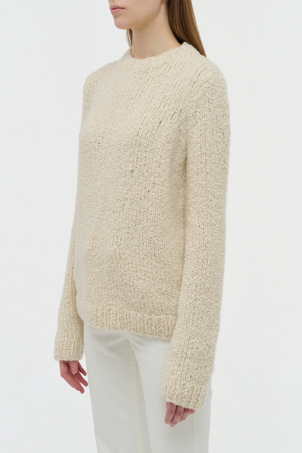 Typhon Knit Sweater in Ivory Cashmere Boucle