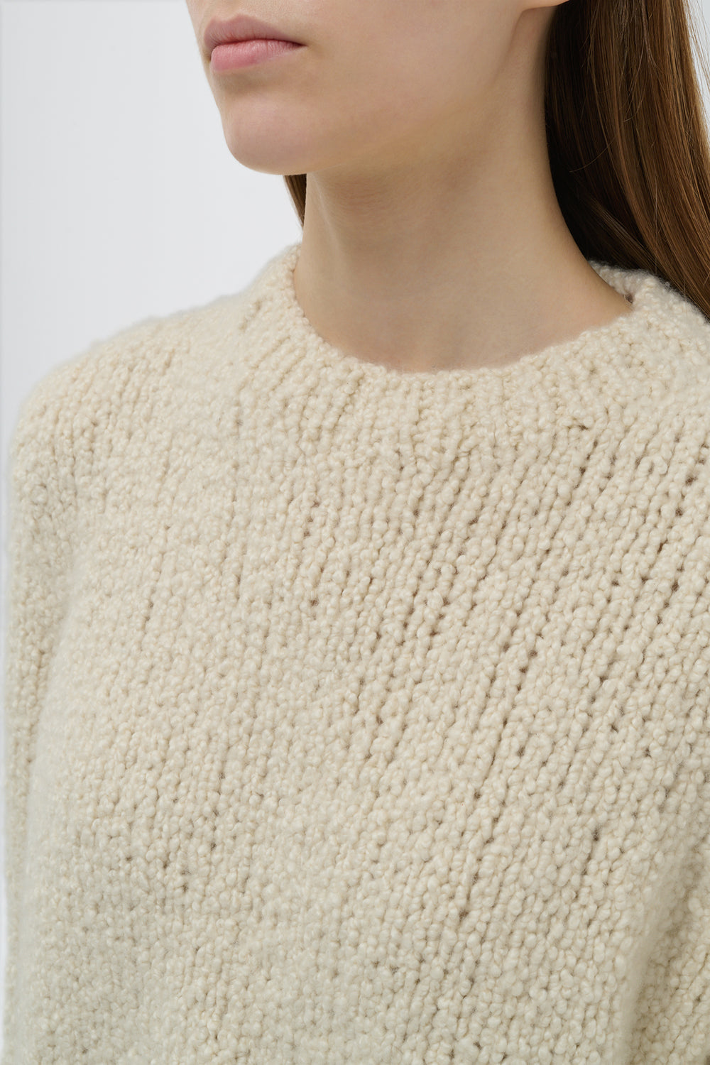 Typhon Knit Sweater in Ivory Cashmere Boucle