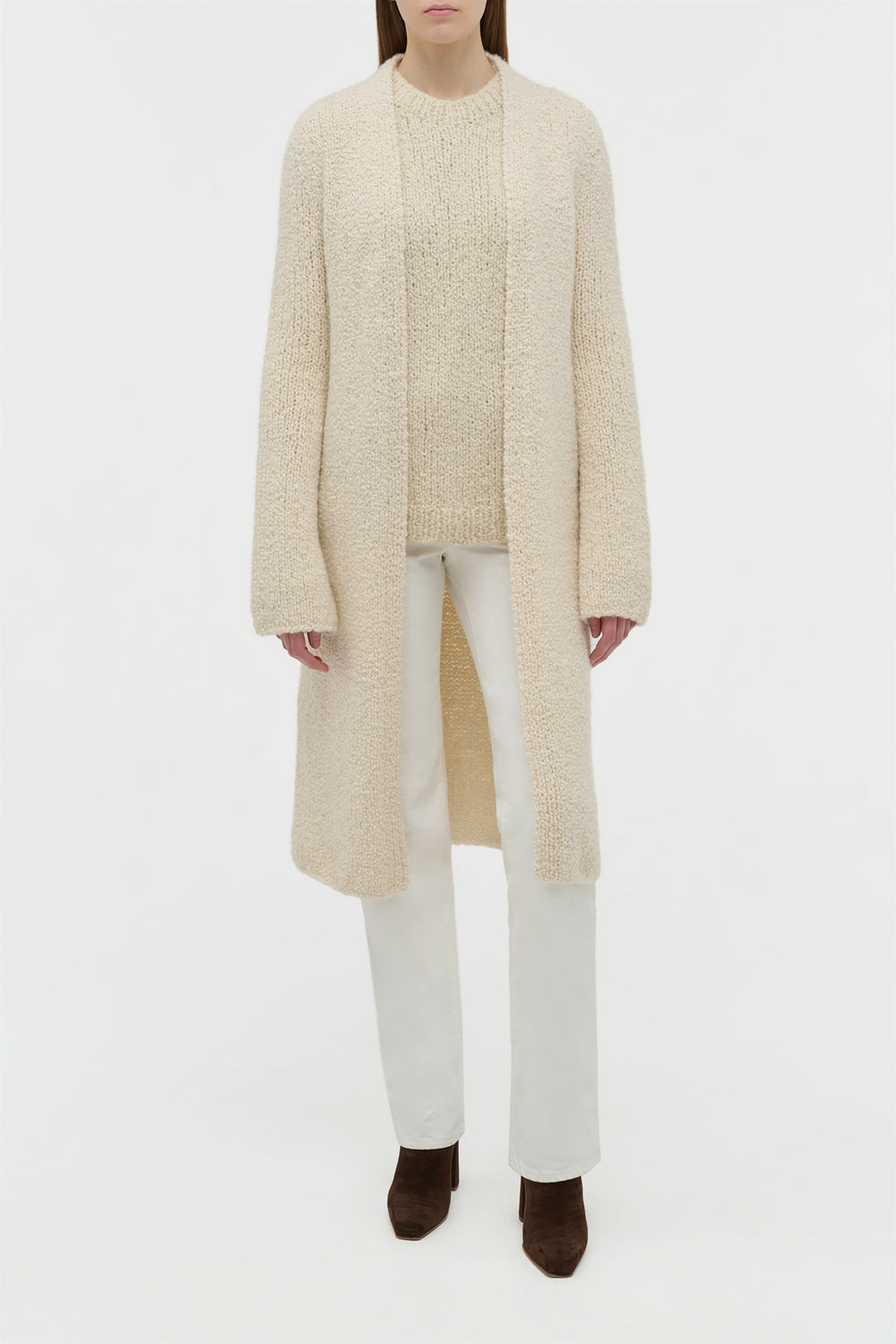 Uxia Knit Cardigan in Ivory Cashmere Boucle