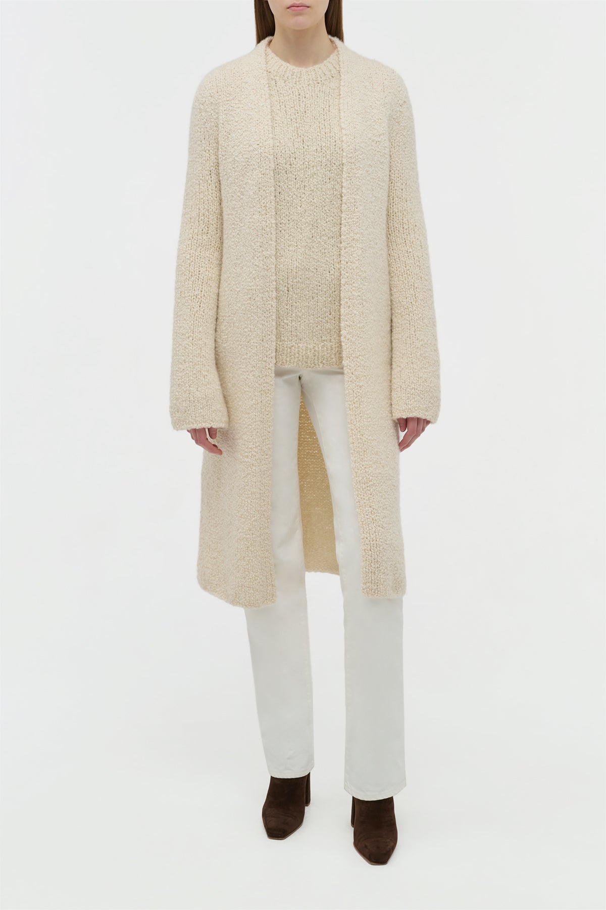 Uxia Knit Cardigan in Ivory Cashmere Boucle