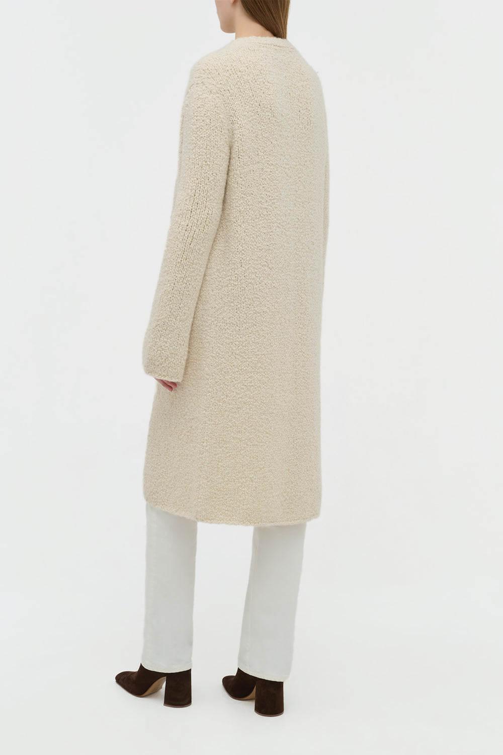 Uxia Knit Cardigan in Ivory Cashmere Boucle