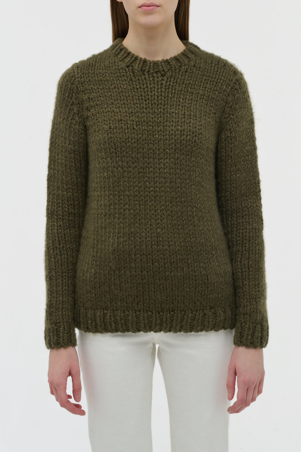Poros Knit Sweater in Olive Cashmere