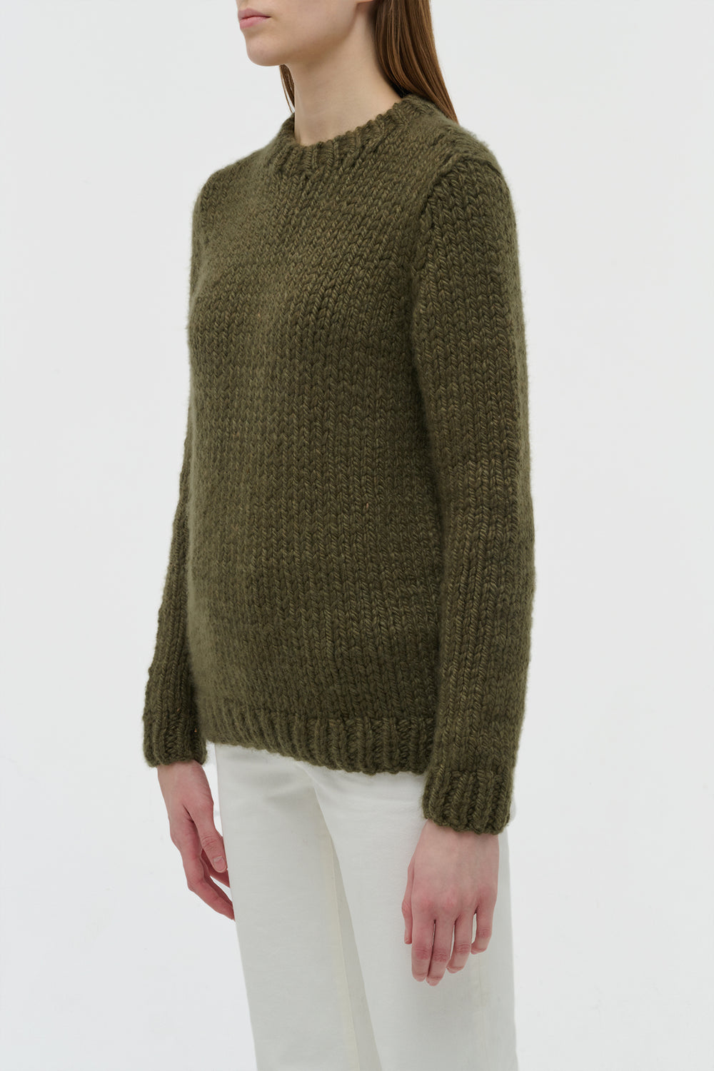 Poros Knit Sweater in Olive Cashmere