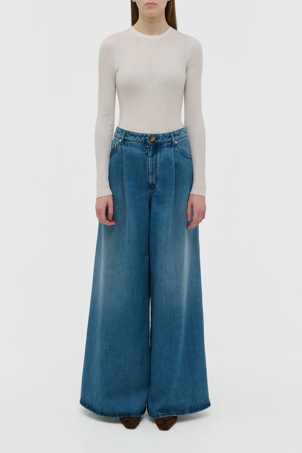 Brenn Wide-leg Jean in Uruguayan Blue Recycled Cotton Denim