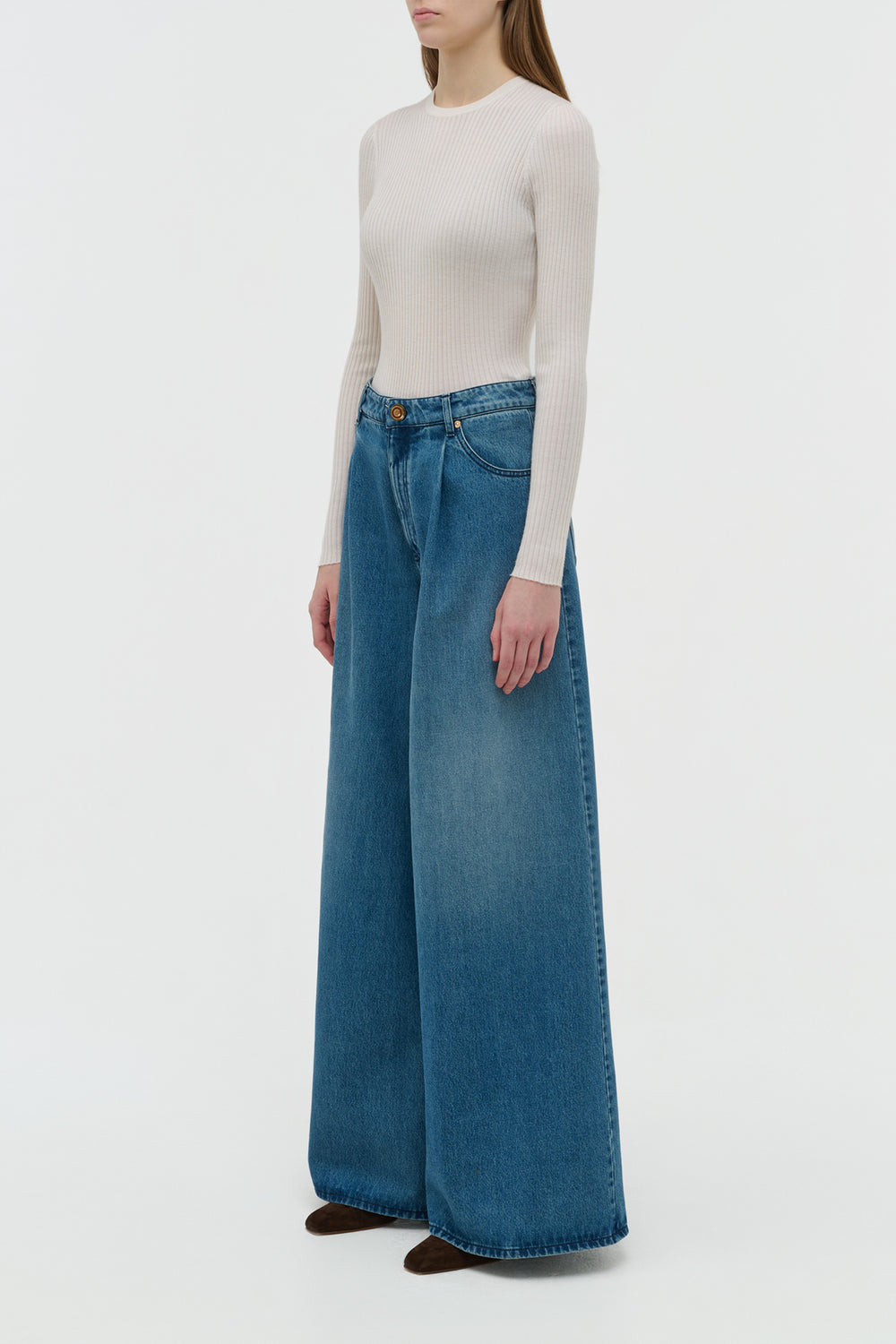 Brenn Wide-leg Jean in Uruguayan Blue Recycled Cotton Denim