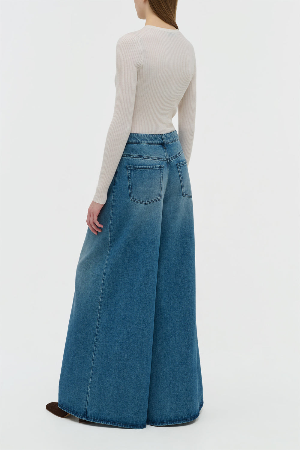 Brenn Wide-leg Jean in Uruguayan Blue Recycled Cotton Denim