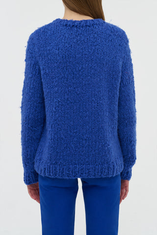 Cobalt Blue Cashmere Lawrence Knit Sweater - Back View On Model | Gabriela Hearst