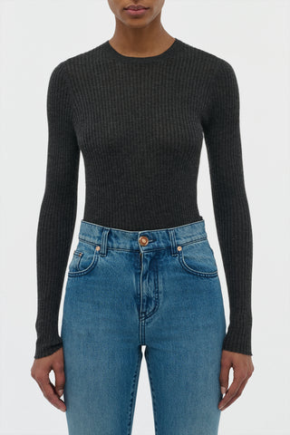 Browning Knit Sweater in Charcoal Cashmere Silk