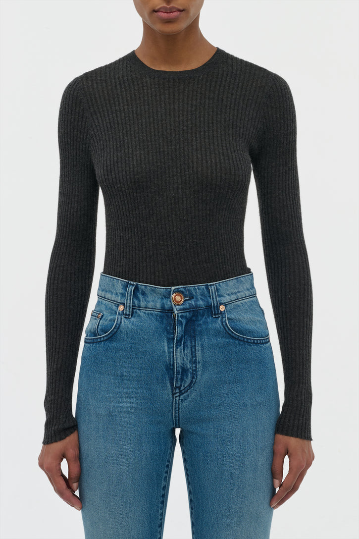 Browning Knit Sweater in Charcoal Cashmere Silk