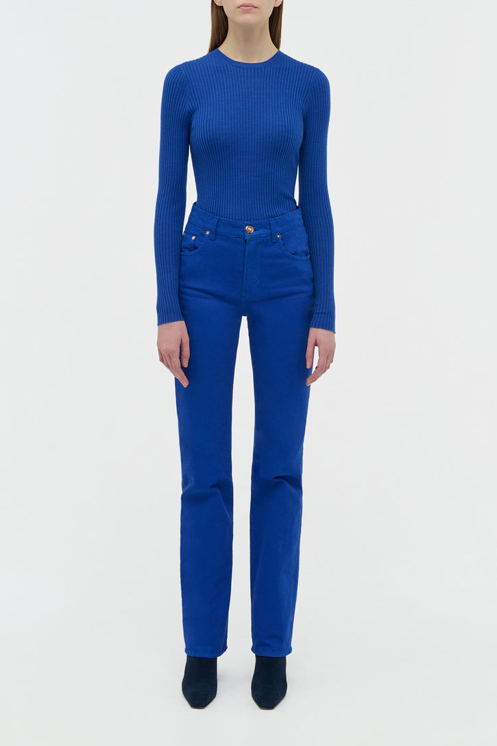 Browning Knit Sweater in Cobalt Cashmere Silk