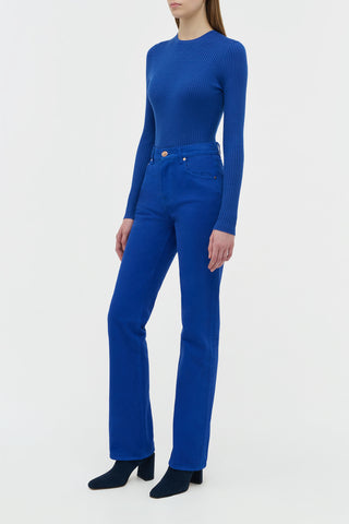 Cobalt Rey Jeans Complete Tonal Look - Three Quarter Front View | Gabriela Hearst