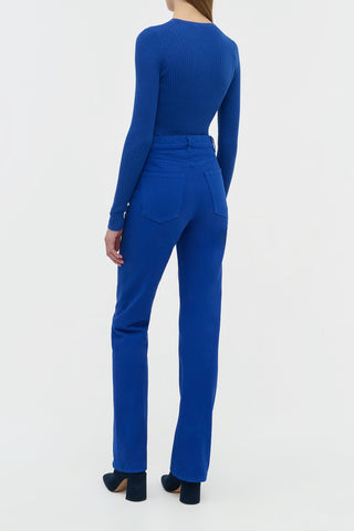 Cobalt Blue Rey Straight-Leg Jeans - Back View with Pockets Detail | Gabriela Hearst