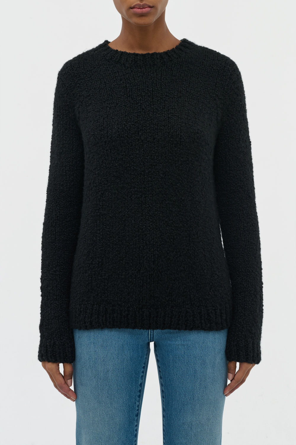 Typhon Knit Sweater in Black Cashmere Boucle