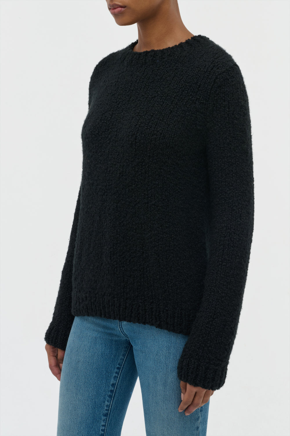 Typhon Knit Sweater in Black Cashmere Boucle