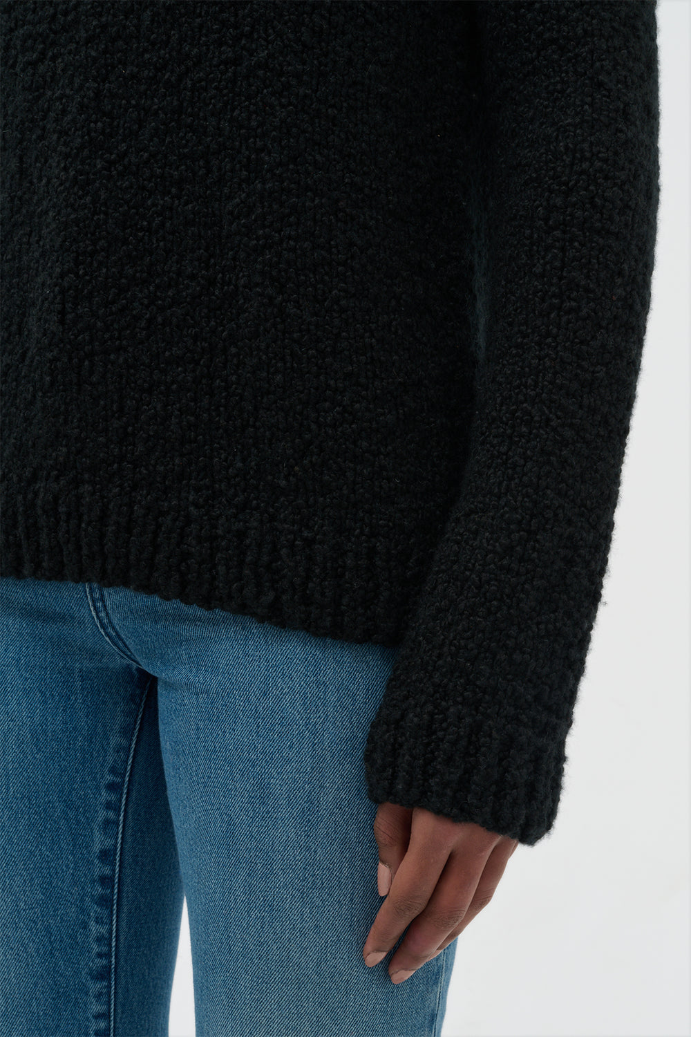 Typhon Knit Sweater in Black Cashmere Boucle