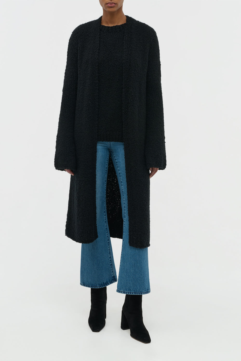 Uxia Knit Cardigan in Black Cashmere Boucle