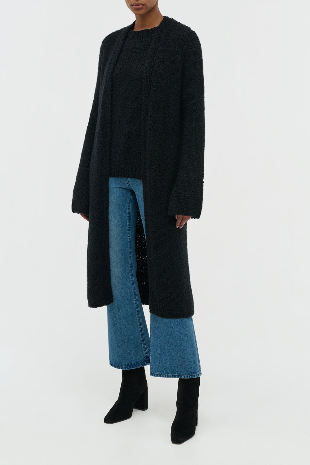 Uxia Knit Cardigan in Black Cashmere Boucle