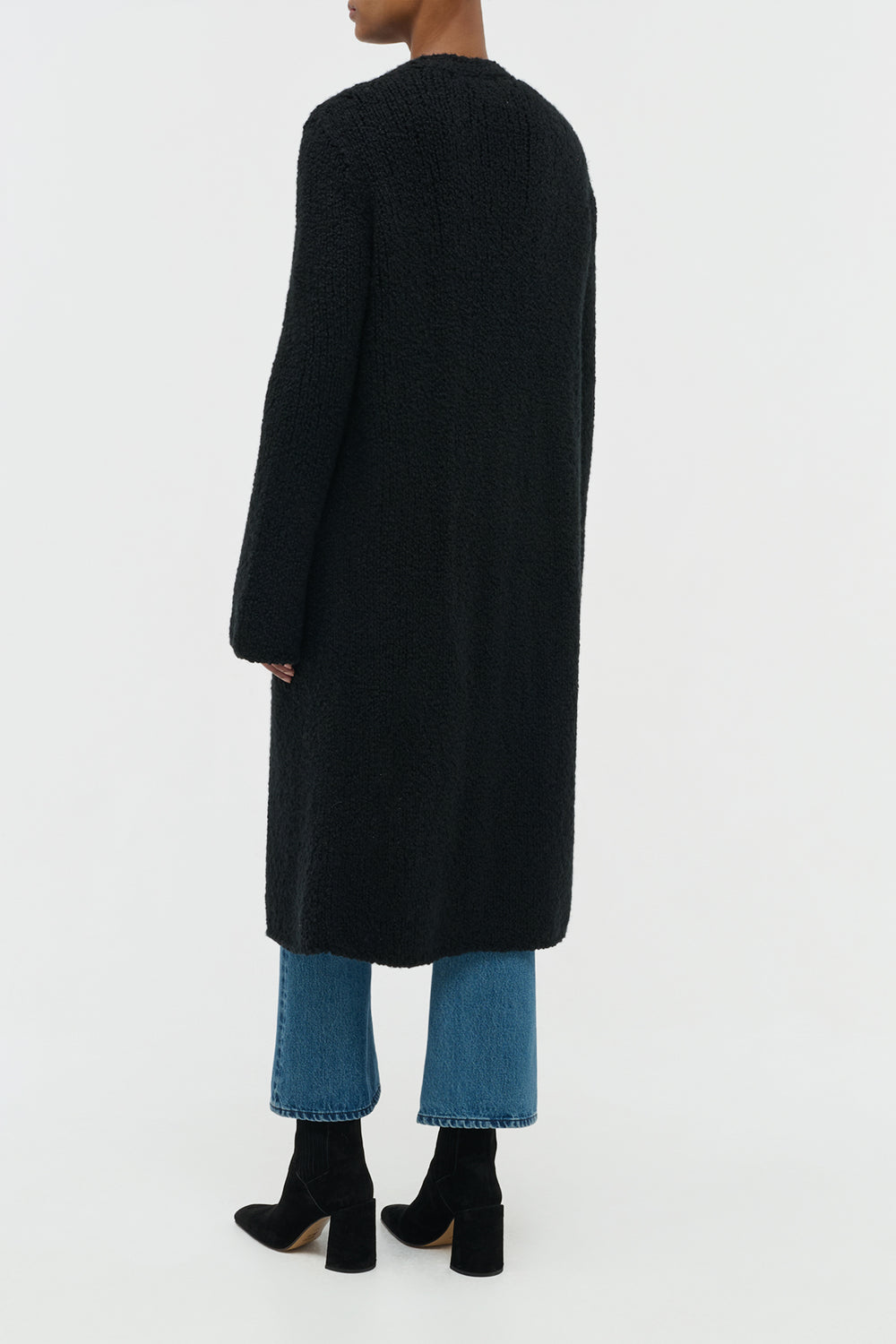 Uxia Knit Cardigan in Black Cashmere Boucle