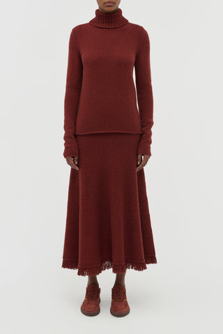 Nelle Knit Turtleneck in Burnt Sienna Cashmere