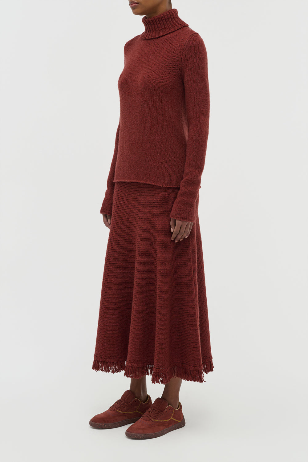 Nelle Knit Turtleneck in Burnt Sienna Cashmere