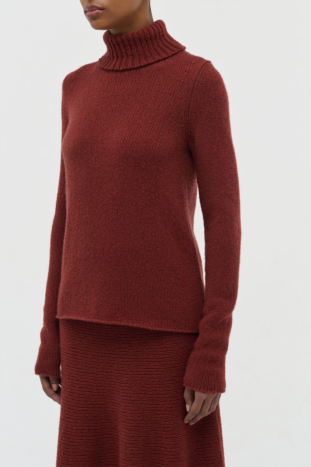 Nelle Knit Turtleneck in Burnt Sienna Cashmere