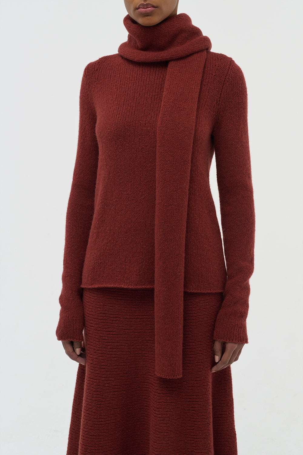 Tulsi Knit Scarf in Burnt Sienna Cashmere