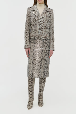 Greyscale Python Biker Jacket - Full Look Front View | Gabriela Hearst