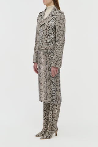 Greyscale Snakeskin Manuela Skirt - Side Profile View | Gabriela Hearst
