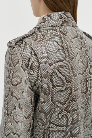 Greyscale Snakeskin Anton Jacket - Shoulder Detail Close-up | Gabriela Hearst