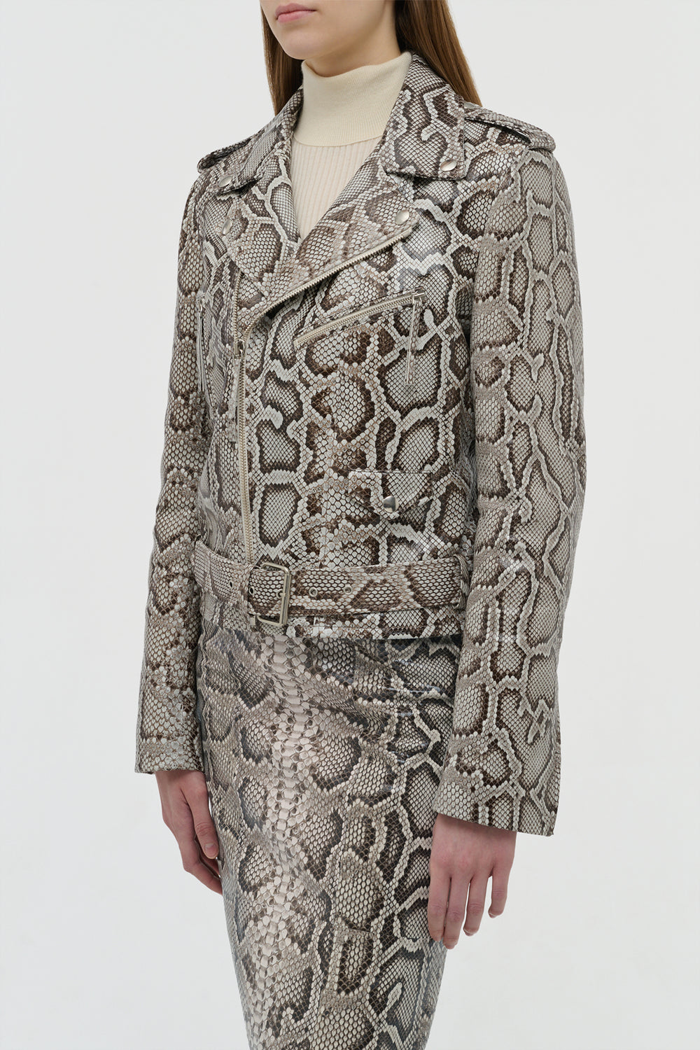 Anton Biker Jacket in Greyscale Inversa™ Snakeskin