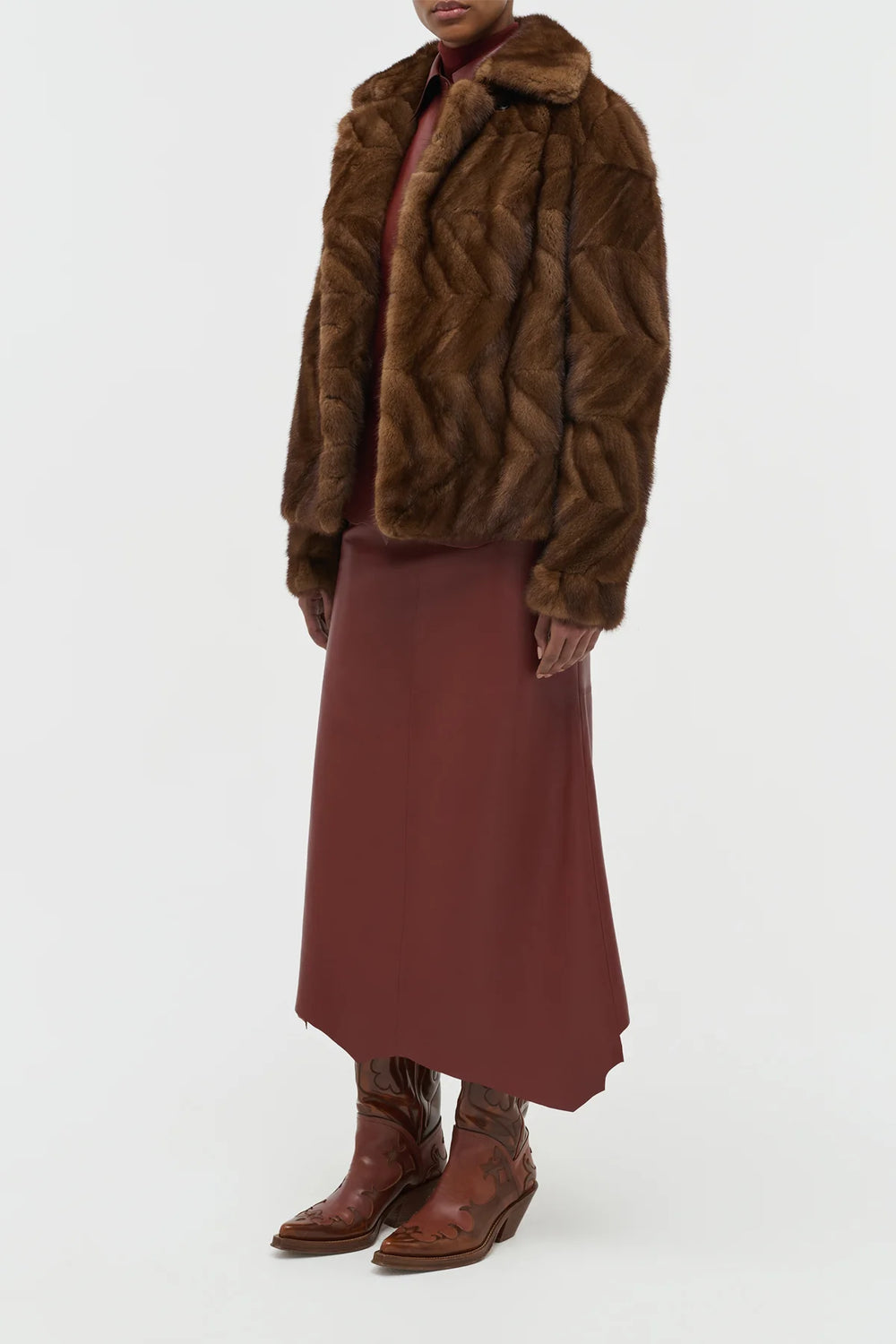Torstein Coat in Mahogany Recycled Mink Fur
